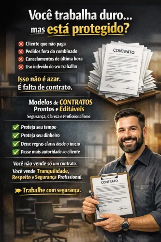 Modelos de contratos prontos e editáveis, simples e profissionais, para prestadores de ser