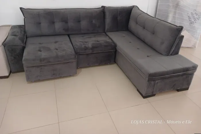Sofá de Canto parcelamos no Carnê Cinza - Novo
