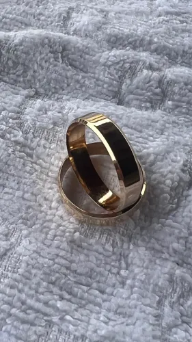 PAR ALIANÇA OURO 18k RETA CHANFRADA 5mm