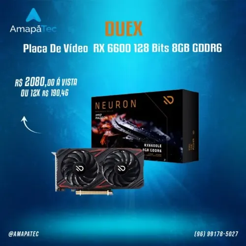 Placa De Vídeo Duex AMD Radeon RX 6600 LE Neuron 8GB GDDR6