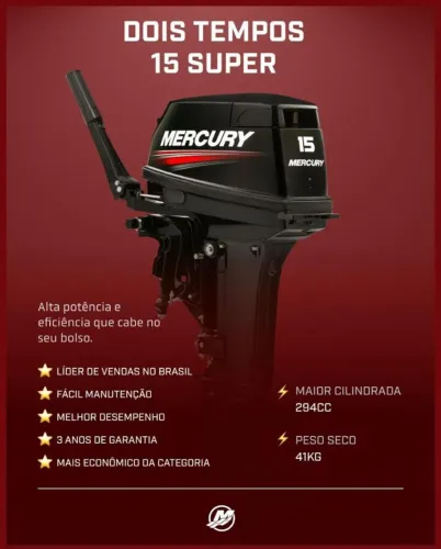 Mercury 15HP Manual Super  Motor de Popa 