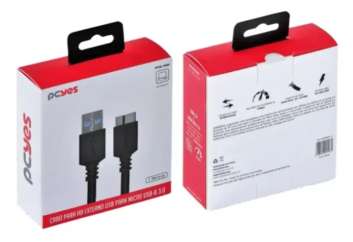Cabo Para Hd Externo Usb A 3.0 P/ Micro Usb B 3.0 3M - Puamcm3-3 - Loja Coimbra - Entrega