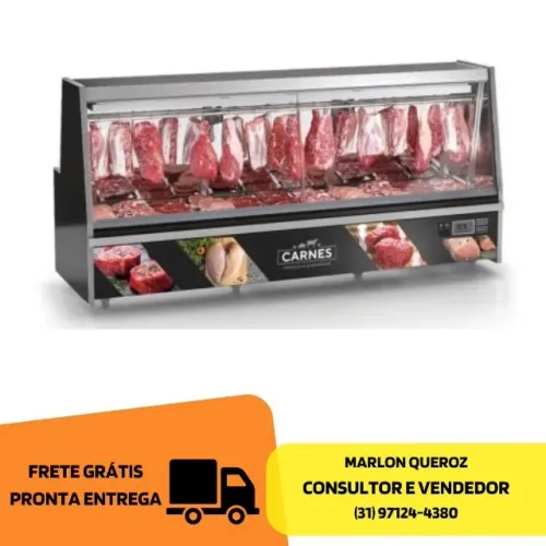 Balcão de Açougue 3 Metros Preto Gelopar Novo 220v