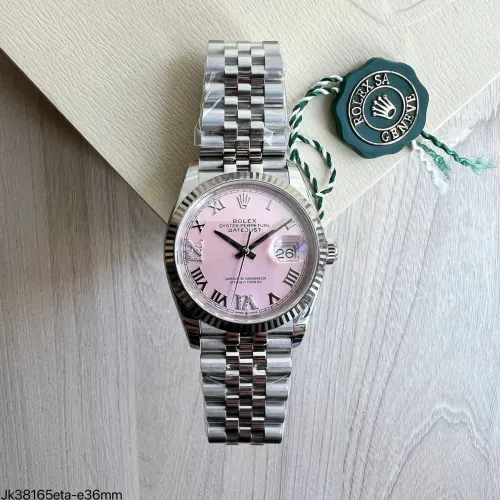 ROLEX DATE JUST DIAL ROSA, ROMANOS/ S.C