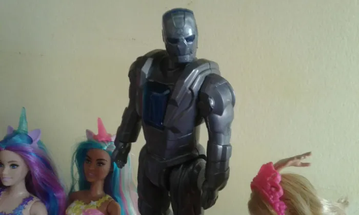 Boneco Homem de ferro Azul Super Heróis Colecionável 