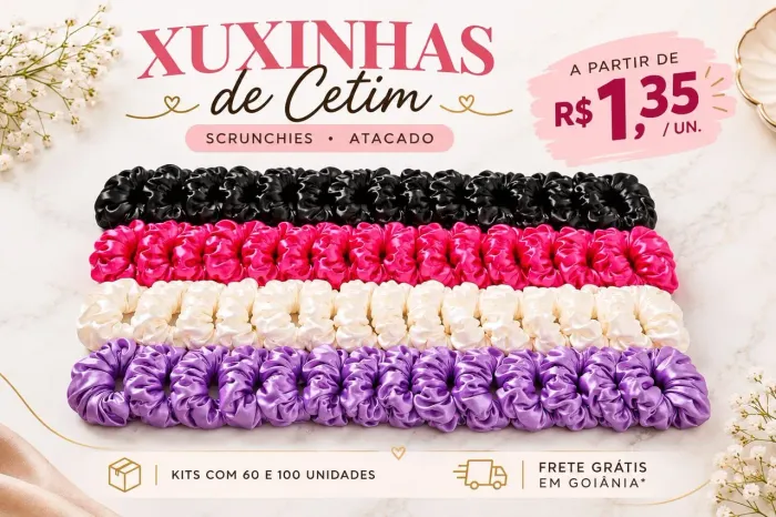 Kit 100 xuxinhas de cetim