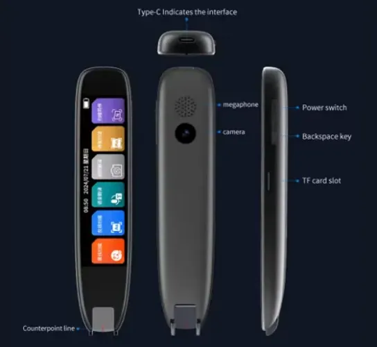  Caneta tradutora, conexão Wi-Fi/Bluetooth, tradução online para 142 idiomas