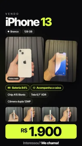 iPhone 13 128GB Branco - Bateria 84% - Com Caixa