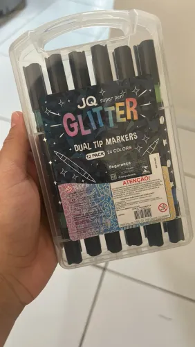 Kit Marcador Glitter - 12 Canetas com 48 Cores
