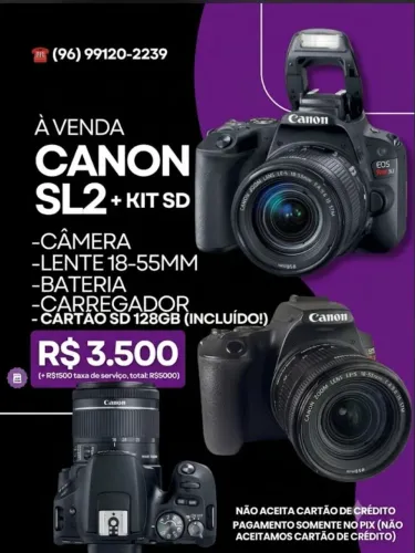 Câmera Canon SL2 + Kit SD - Excelente Estado! (3.500)