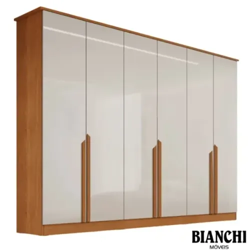 Guarda Roupa Bianca 6 Portas Nature/Off  Bianchi - Entrega Rápida! 