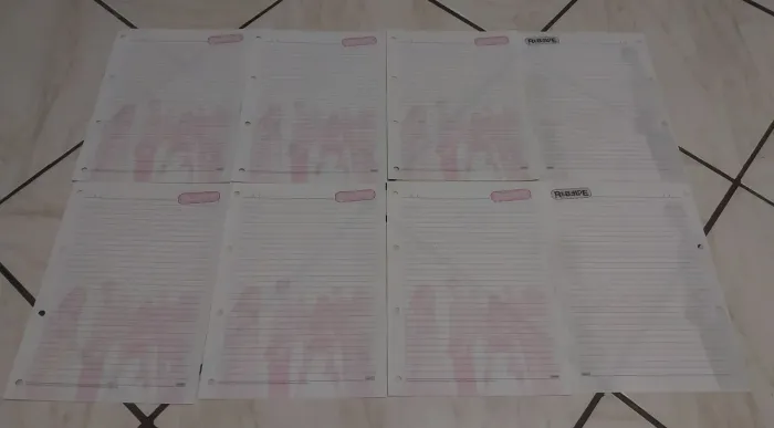 Folhas se fichário