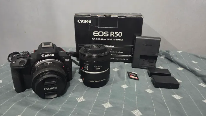 câmera canon mirrorless r50 kit completo