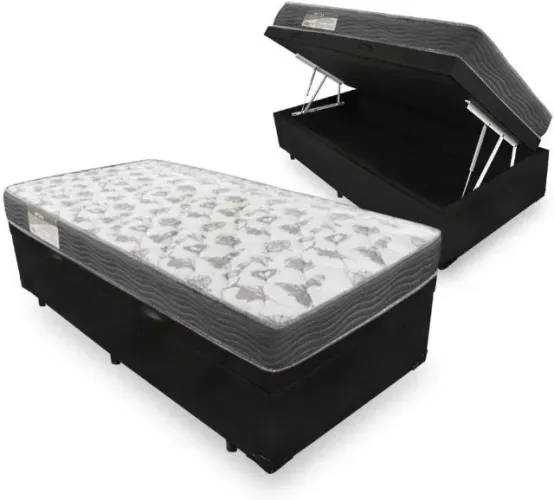 Cama Box Com Baú Solteiro + Colchão Ortobom