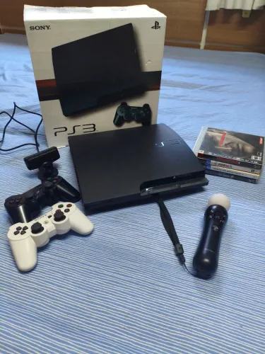Playstation 3 Slim + Acessórios e jogos