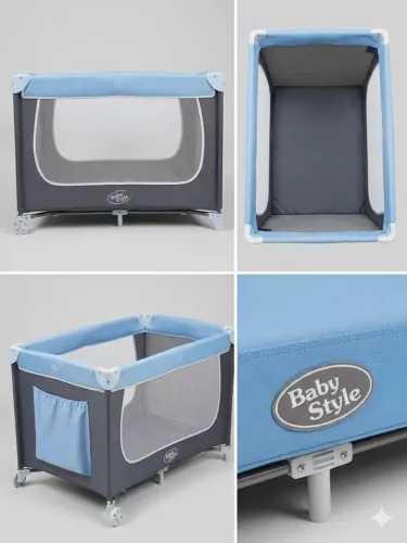 Berço Portátil Baby Style (Chiqueirinho) - Azul/Grafite - Excelente Estado!