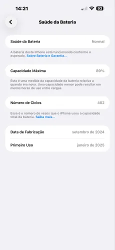 iPhone 16 pro Max , 256g, bateria 89, sem marcas de uso !