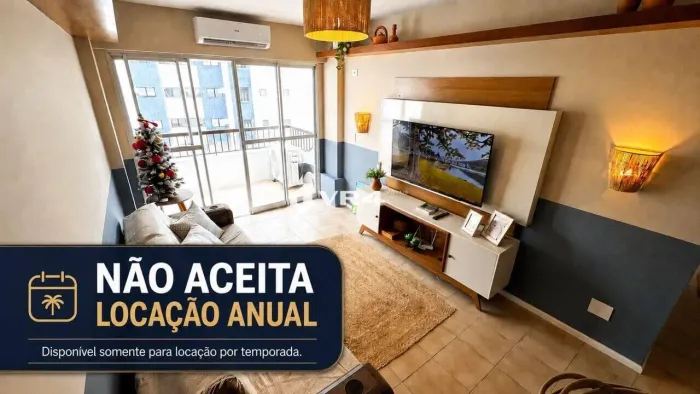 Apartamento Beira Mar com Ar-Condicionado, 3 Dormitórios e Vista para o Mar para Alugar PO