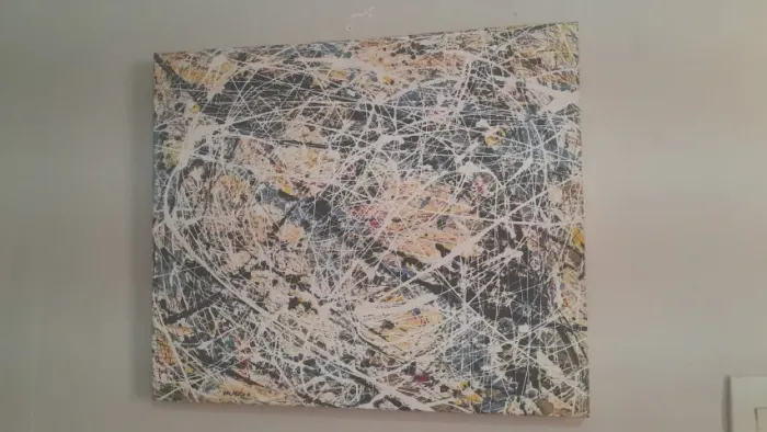 Quadro Pintura Abstrata Tela Expressionista Pollock 62x52cm Decoração