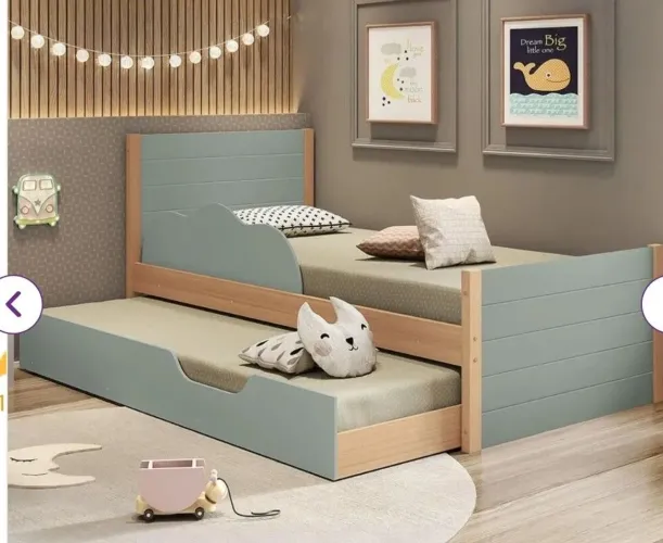 Bicama com cama auxiliar  Infantil/Woody/Casatema/Verde//Menta/Natureza - Nova fechada 