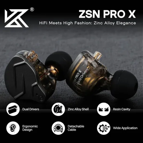 KZ ZSN PRO X 2 BLACK METAL (sem microfone)