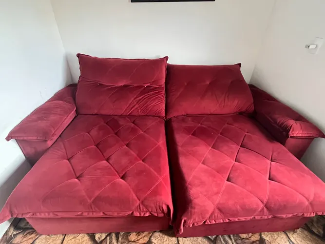 Sofá Retrátil e Reclinável Grécia Mola Ensacada Pillow Top 2,30m Bordô - Teixeira 