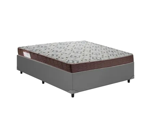 Conjunto Base Corino Cinza + Colchão Ortobom D45 Ortopédico - Entrega Rápida!