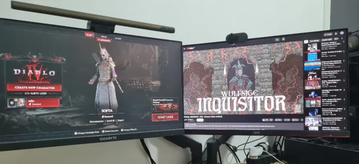 Dois monitores + braço articulado duplo
