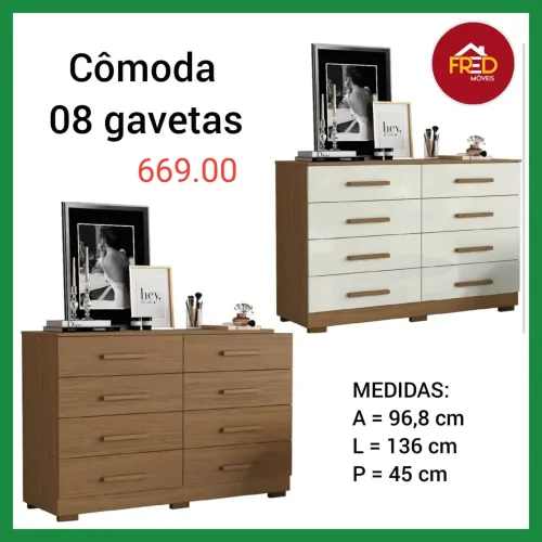 Cômoda 8 gavetas, entrega e monta, super promoção