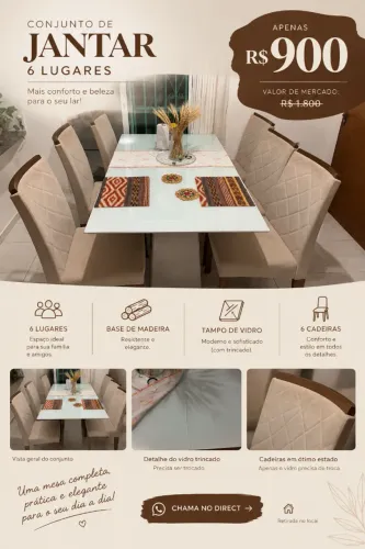 Mesa de jantar 6 lugares