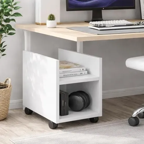 Suporte Branco Para Cpu Gabinete Com Rodinhas