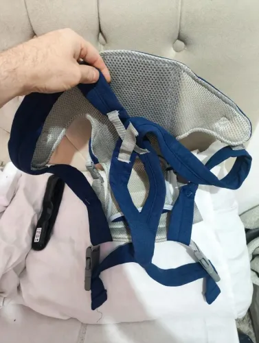 Canguru Ergonômico Bebê Azul Marinho - Suporte Ergonômico Tela Mesh Respirável - Pouco Uso
