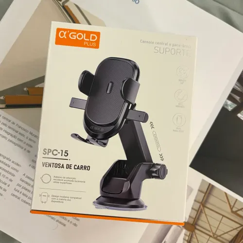 Suporte Veicular Celular aGOLD SPC-15 Ventosa Painel Para-brisa Rotacao 360 Braco
