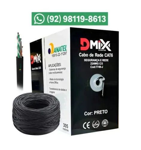 Cabo Cat6 100% Cobre para Internet e Redes - Tenho Caixas e Metros