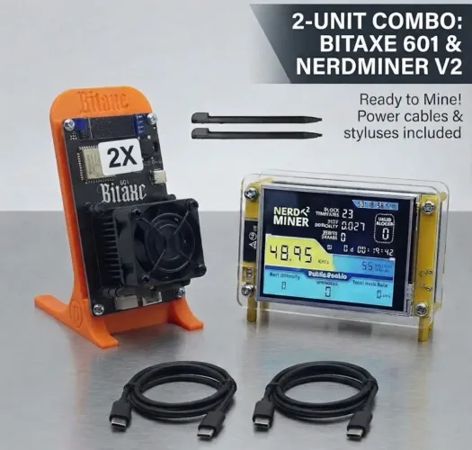 Kit Minerador Bitcoin 2 Bitaxe 601 E 1 Nerdminer V2 Completo