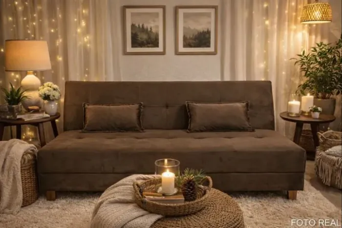 Sofa Cama Arpoador 1,85 Veludo Marrom. Pronta Entrega. 2601