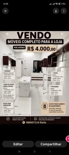 Vendo móveis para loja