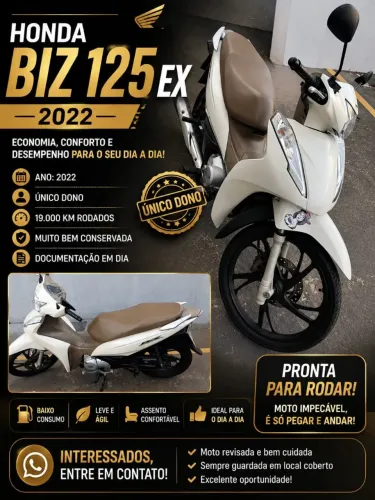 Honda Biz EX 125 2022 - 20 Mil Km - Quitada - R$ 15.000