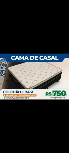 Vendo cama de casal colchão + base semi novo