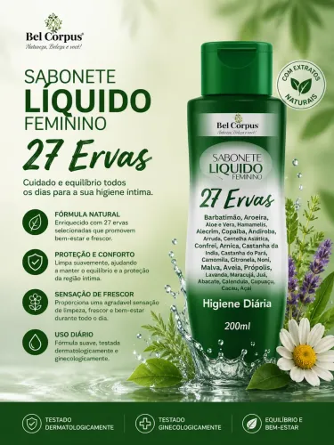 SABONETES ÍNTIMOS BELL CORPUS 200ML USO E LIMPEZA DIÁRIA