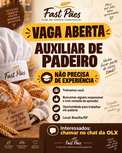 Aux. Padeiro para indústria