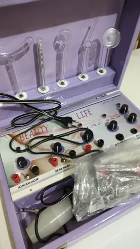 Maleta para Estética Facial, 5 em 1. Alta Frequência, Eletrolifting, Ionizador,