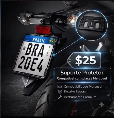 Suporte para placa Mercosul moto