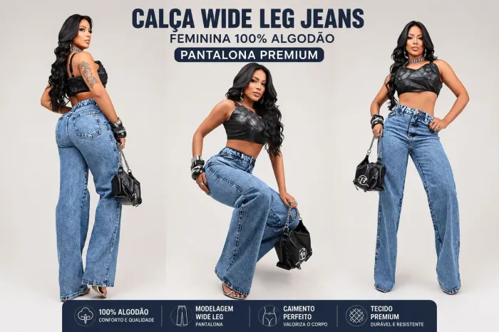 Calça wide legal jeans