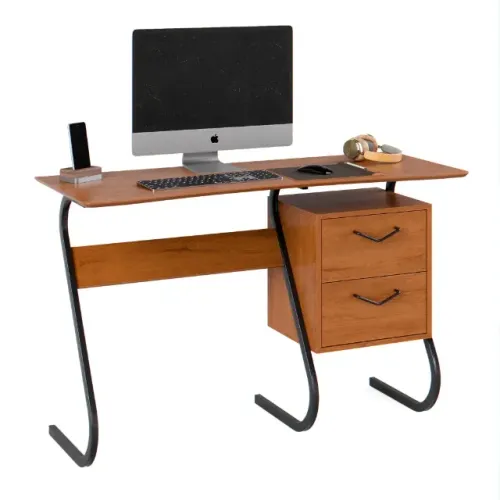 Escrivaninha Vintagem mesa de computador new 2 gavetas 1.10m reforçada = Montagem cortesia