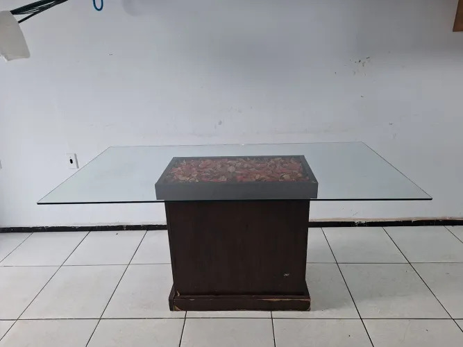 TAMPO DE MESA RETANGULAR DE VIDRO TEMPERADO INCOLOR