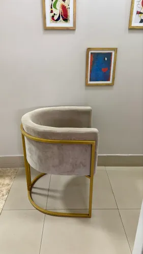 Cadeira chique estofada e estrutura de metal