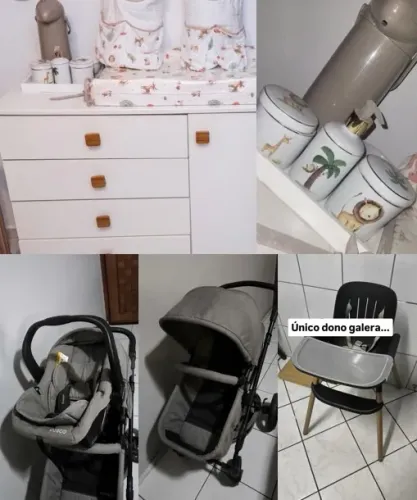 OPORTUNIDADE Kit bebê: Carrinho e Bebê conforto + Cômoda + Kit Higiene + Roupas de brinde