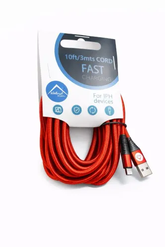 Cabo De Carregador Lightning 3m Turbo Reforçado 100w Walnut