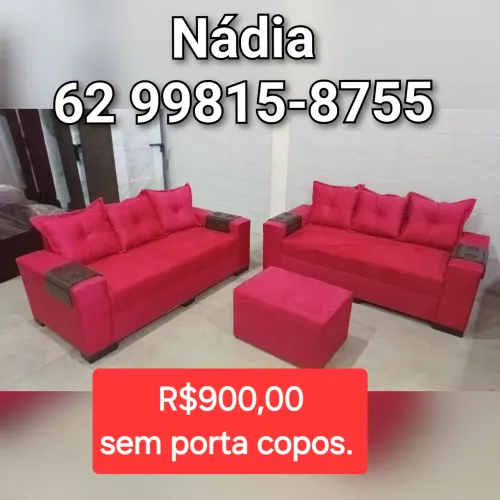 Sofá com Puff - 3x3 lugares o jogo 